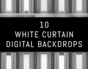 10 White Curtains Digital Backdrop, White Curtain, Portrait Background, Maternity, Background, Texture, Baby, Pregnant Photography, Wedding