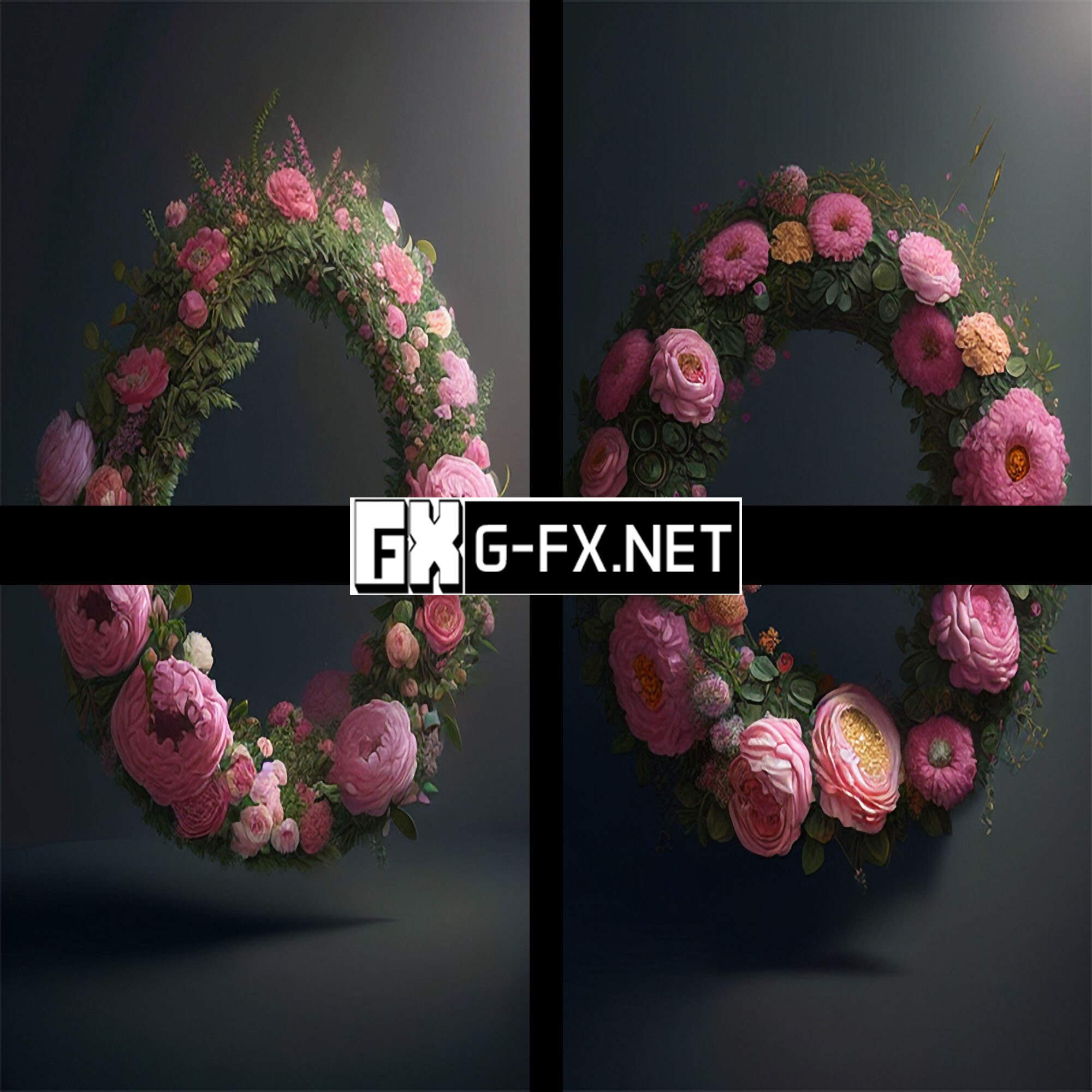 10 Floral Ring Backdrops, Flower Ring Background, Ring Overlays