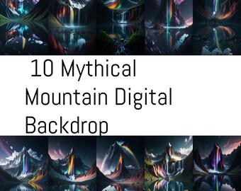 10 Montañas Míticas Telón de Fondo Digital Encantador Paisaje de Fantasía Fotografía Impresionantes Picos Valles Paisajes Naturales de Alta Calidad Imprimibles