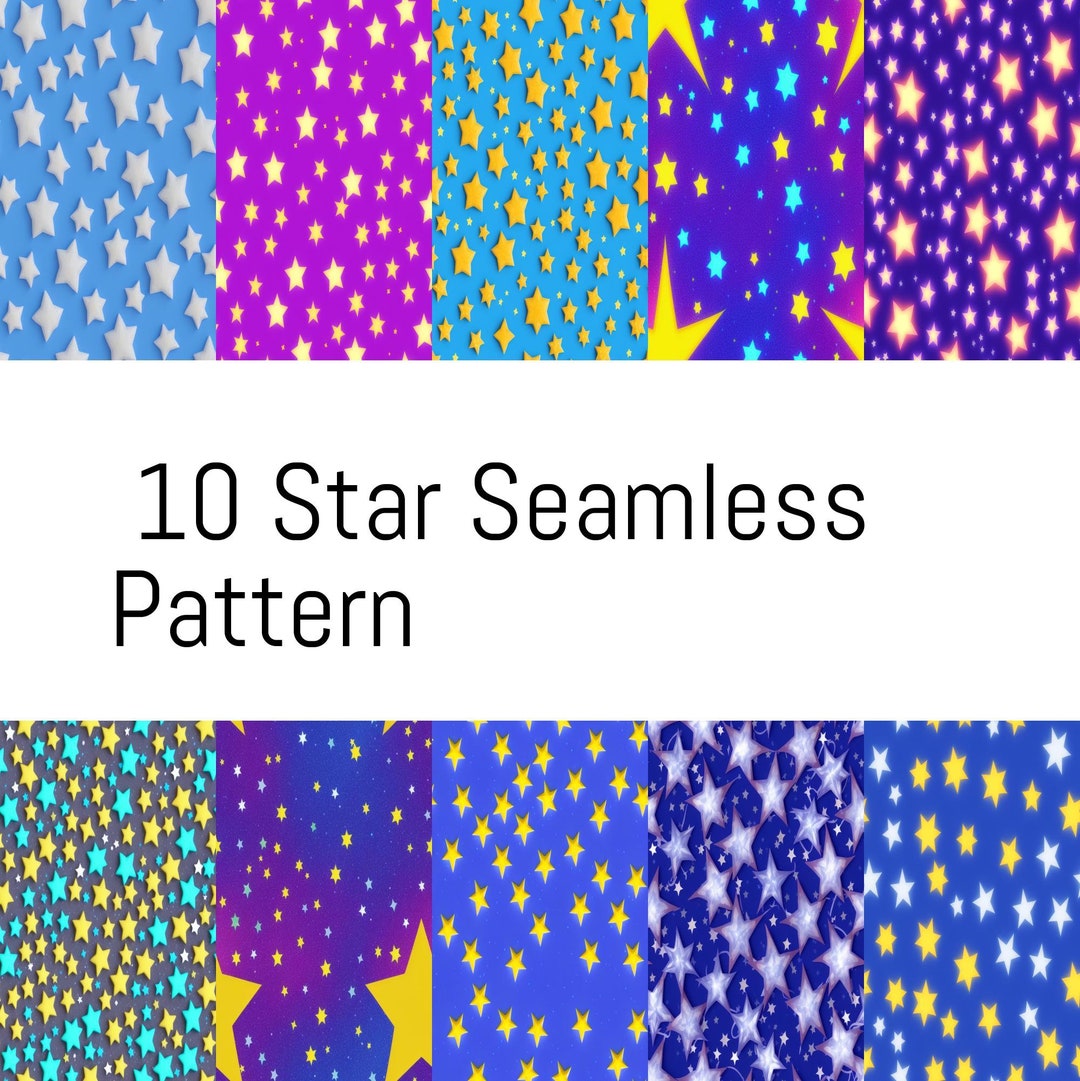 10 Star Seamless Pattern Repeating Background Cosmic Galaxy Space Night ...