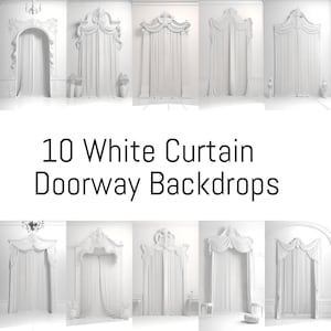 10 White Curtain Doorway Backdrops, White Curtain Background, Wedding Digital Backdrop, Sheer Curtain White Background, Doorway Overlay