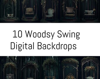 10 fondos digitales Woodsy Swing - Fondos fotográficos de bosque rústico para bodas y retratos al aire libre