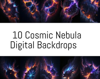 10 Telón de fondo digital de nebulosa cósmica, fondos de temática espacial, fondos galácticos, superposición celestial, fondos de estudio digital