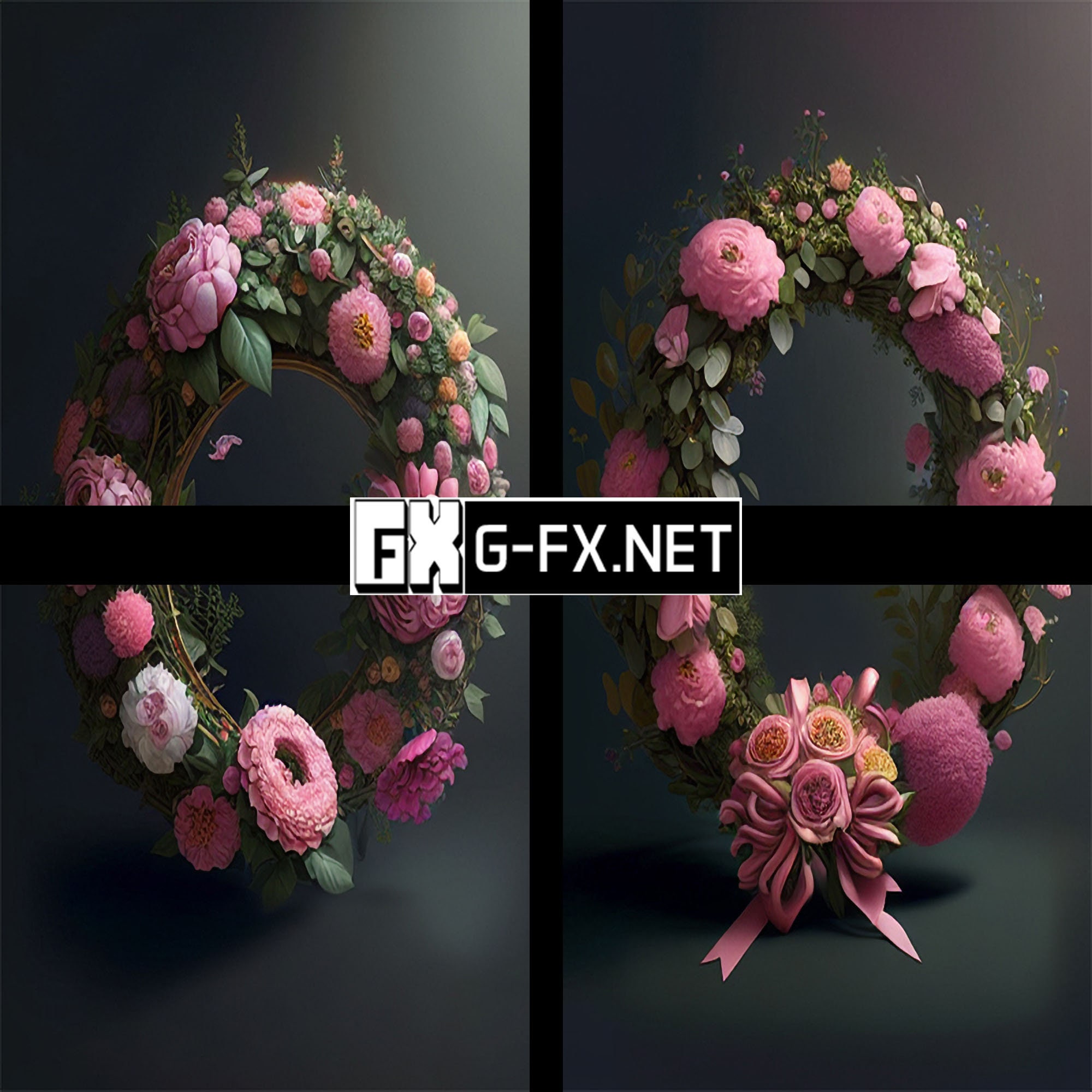 10 Floral Ring Backdrops, Flower Ring Background, Ring Overlays