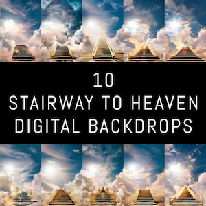 10 Stairway To Heaven Digital Backdrops, Heaven Background image, heaven rip background, clouds backdrop