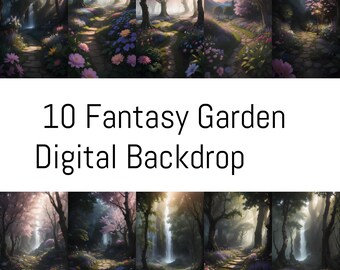10 Colección de telón de fondo digital Fantasy Garden Escenas naturales encantadoras Proyectos de diseño de fotografía Fondos de estudio digital HD Alta resolución