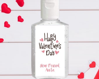 Sheet of 20 Personalized Valentine's Day Hand Sanitizer Labels | Valentine Stickers | Party Favor