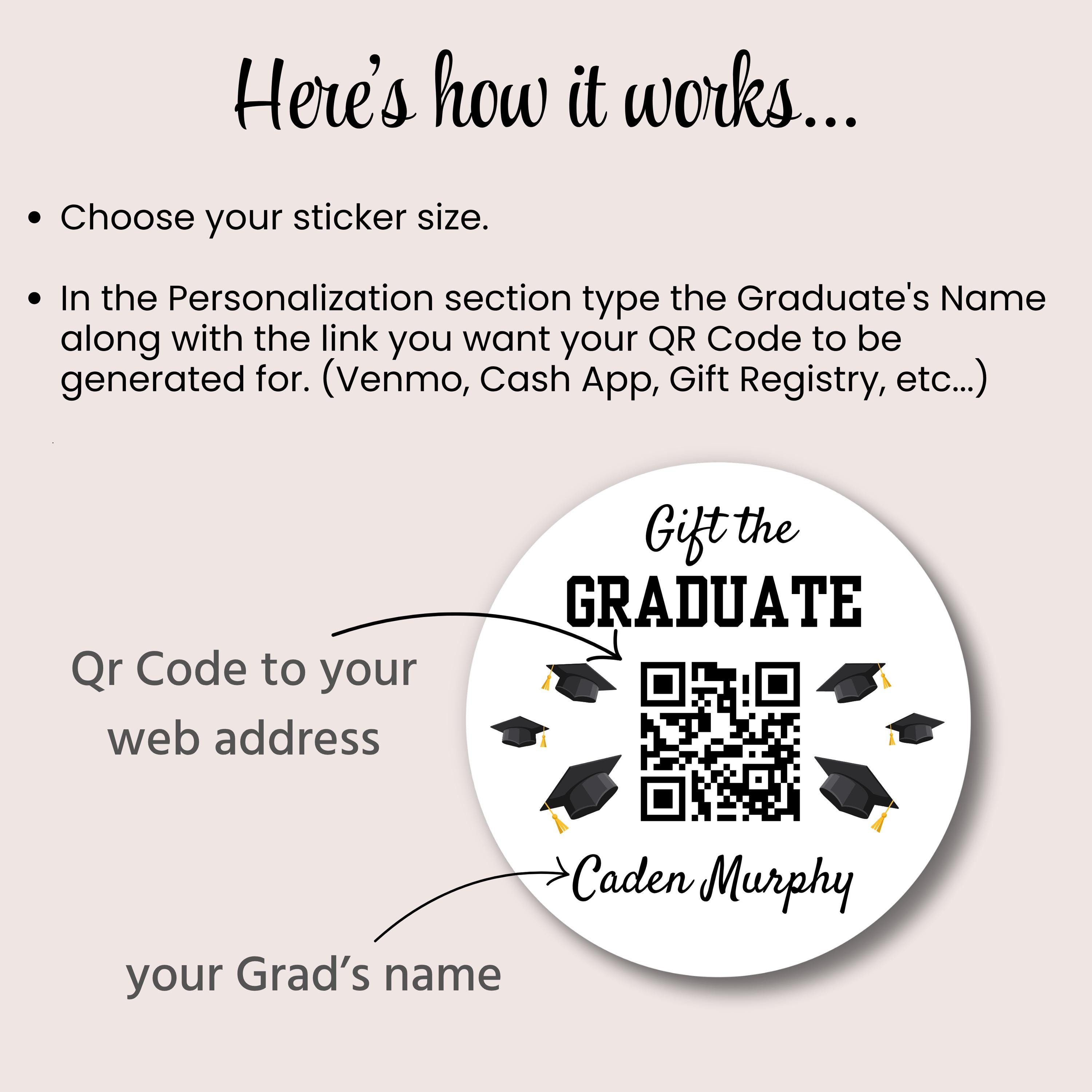 Custom Graduation QR Code Stickers | Personalized Graduate Name, Link ...