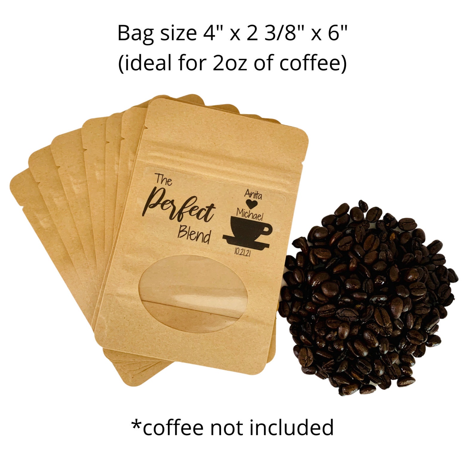 10 Personalized Labels 10 Coffee Bags Coffee Pouch Wedding Etsy