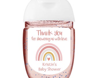 Personalized Baby Shower Hand Sanitizer Labels | Rainbow Favor Stickers