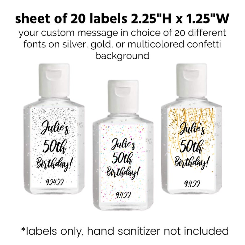 Custom Hand Sanitizer Label Personalized Custom Birthday Etsy