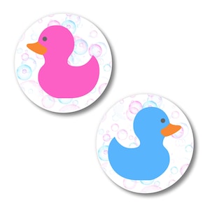 Waddle It Be? Blue and Pink Duck Stickers for Gender Reveal Vote | 40 2&quot; Circle Stickers