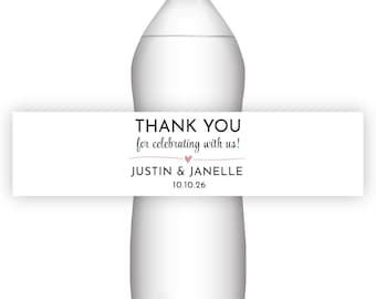 Custom Water Bottle Labels for Weddings, 20 Color Options, Weatherproof, Satin Finish, Personalized