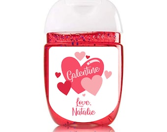 Sheet of 30 Personalized Valentine's Day Hand Sanitizer Labels for Galentines | Valentine Stickers | Party Favor