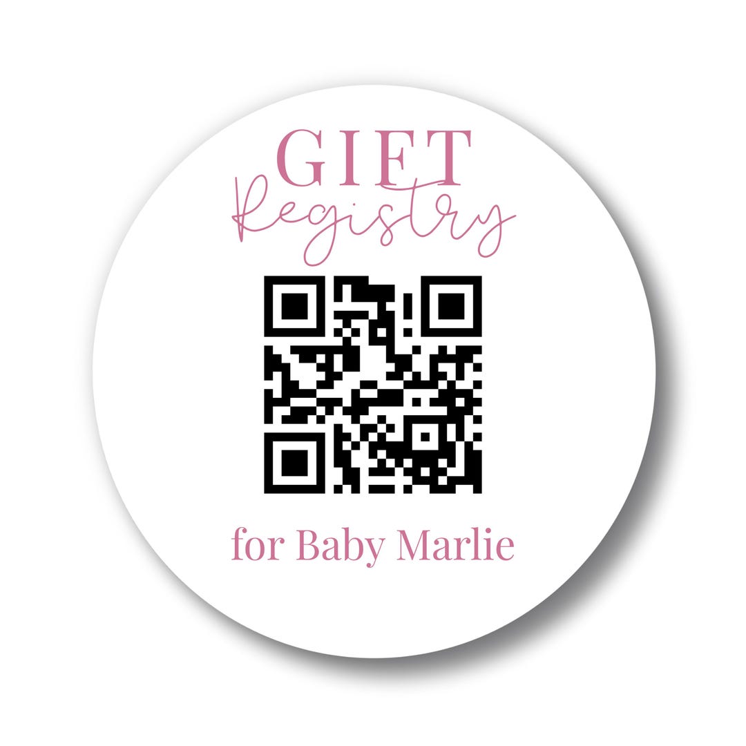 Custom Baby Shower QR Code Gift Registry Stickers | Personalized Text ...