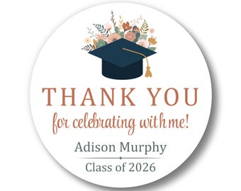 Personalized Graduation Stickers | Floral Thank You Favors