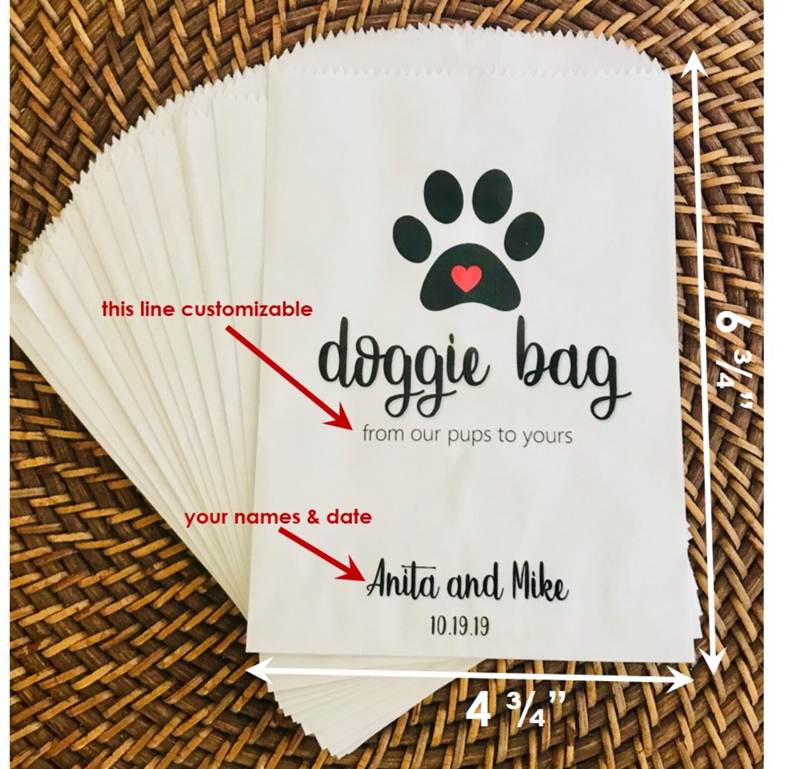 Doggie Bag Wedding Favor Personalized Doggie Bag Favors Etsy