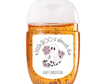 Personalized Halloween Baby Shower Hand Sanitizer Labels | Favor Stickers | Little Boo