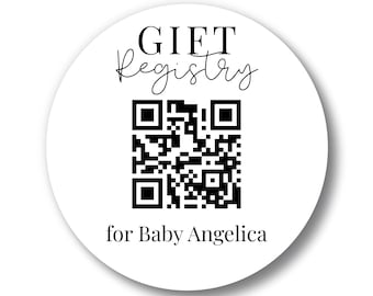 Custom Baby Shower QR Code Gift Registry Stickers | Personalized Text | 3 Size Options