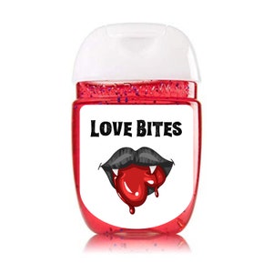 Sheet of 30 Love Bites Valentine's Day Hand Sanitizer Labels Valentine Stickers Party Favor image 1