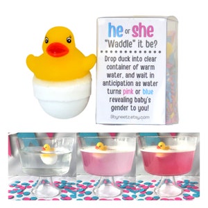 Waddle it Be Rubber Duck Gender Reveal Fizz by mail Pregnancy Announcement Gift Box includes Customized Message image 5