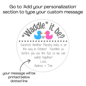 Waddle it Be Rubber Duck Gender Reveal Fizz by mail Pregnancy Announcement Gift Box includes Customized Message image 3