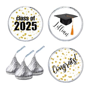 Personalized Graduation Stickers | 108 Labels for Hershey Kisses | Class of 2023 Decoration
