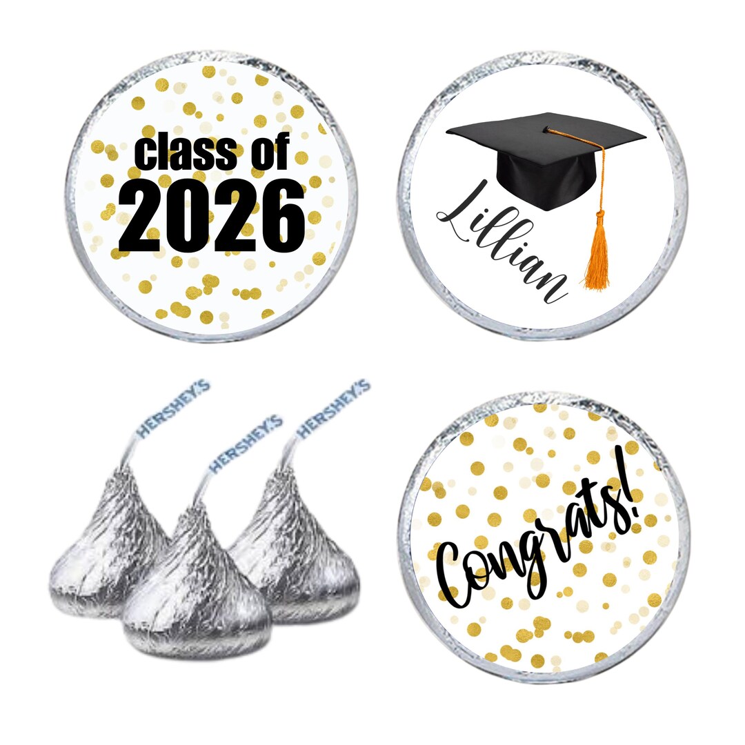 Personalized Graduation Stickers | 108 Labels for Hershey Kisses