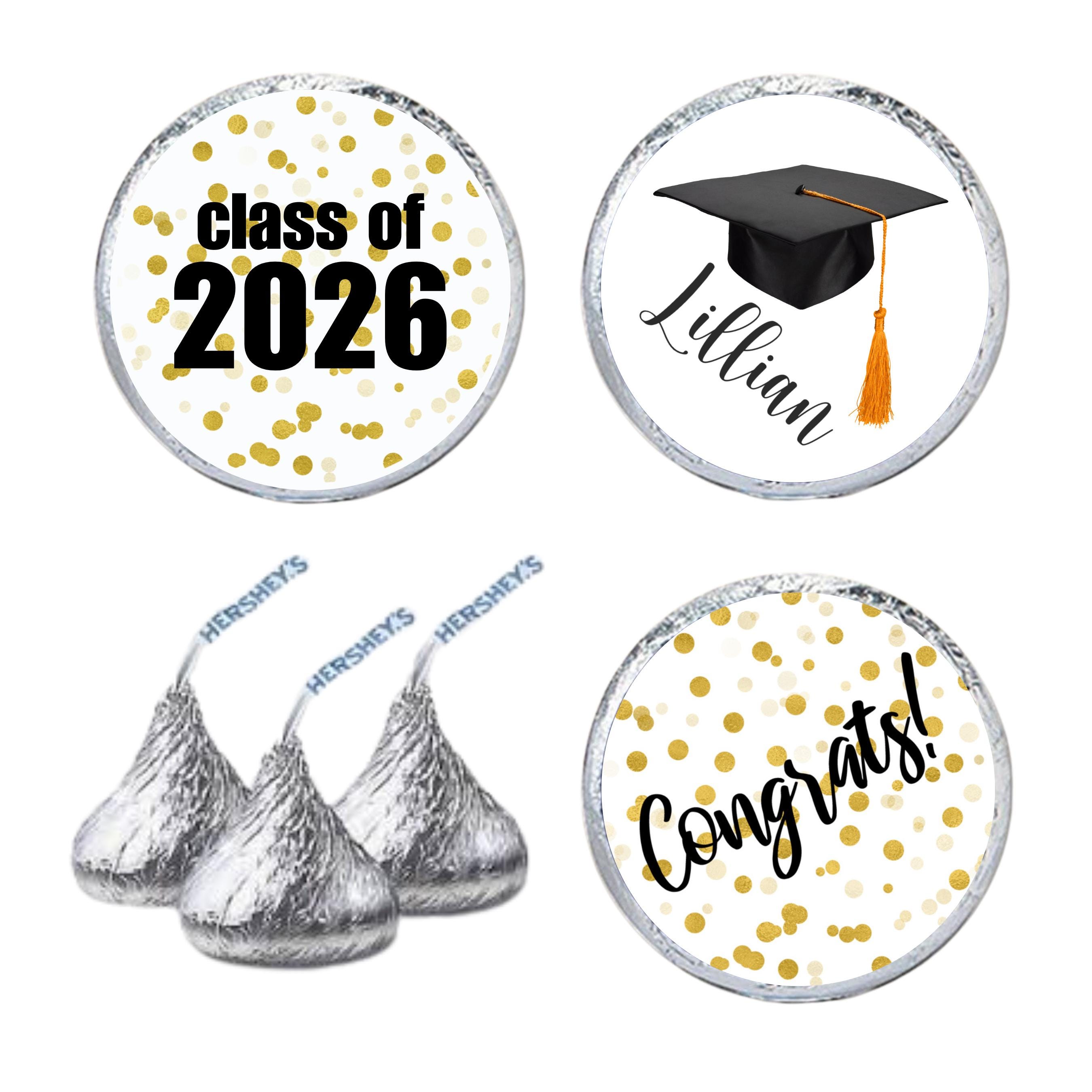 Personalized Graduation Stickers | 108 Labels for Hershey Kisses