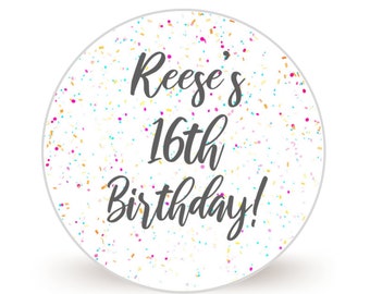 Sheet of 20 2" or Sheet of 12 2.5" Personalized Party Favor Stickers