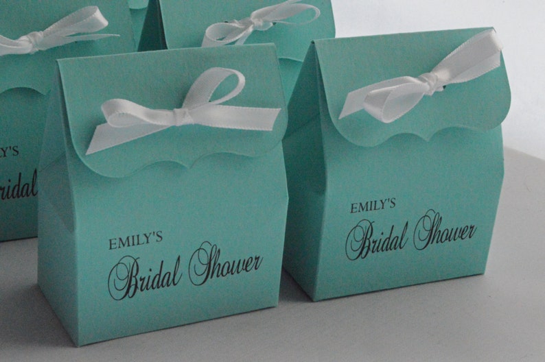 Personalized Bridal Shower Favor Bags in blue with white Etsy