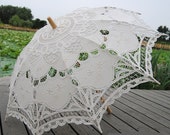 Ivory Old Fashion  Battenburg Lace Umbrella Wedding  Parasol for Bridal vintage lace parasol for Bridesmaid,Wedding gift