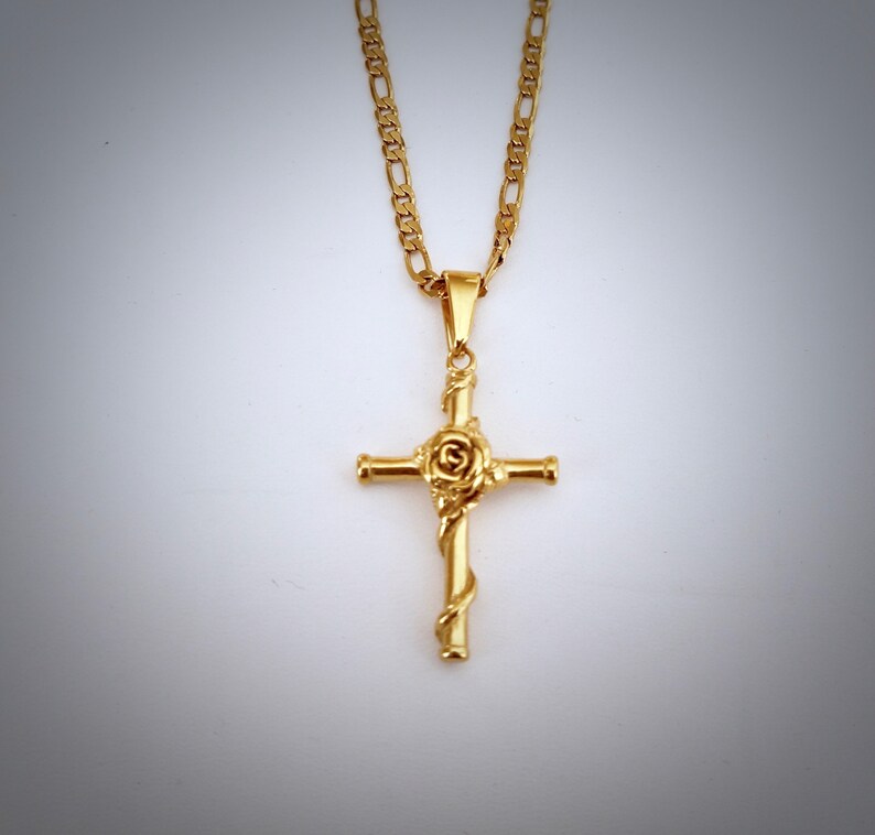 UNISEX Rose Cross Pendant