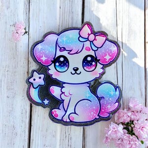Galaxy Pup Kawaii Style Character Coverminder for Diamond Painting, Needle Minder, Clear Resin, Cute Diamond Painting Accessory