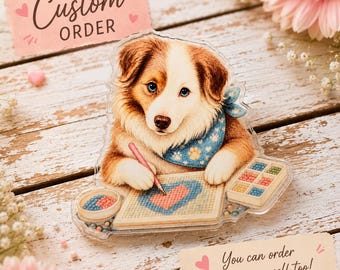 Crafty Paws Dog Coverminder | Personalized Diamond Painting Dog Magnet | Custom Pet Cover Minder | Turn Your Dog Into a Diamond Painter