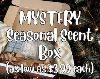 MYSTERY Seasonal Scented Wax Melts Grab Box: Strong Scented Wax Melt Tarts for Home or Office, Great Gift Idea, Affordable Wax Melts