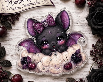 Moonberry Bat Coverminder | Limited Edition Custom Bat Diamond Painting Magnet | Cherry Twilight Putty Add-On