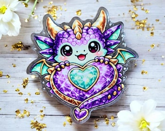 Glimmer Dragon Coverminder – Edición limitada de acaparamiento, marzo de 2026 – Gem Heart Dragon – Imán para pintar con diamantes