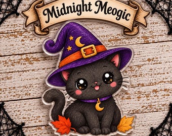 Midnight Meowgic Coverminder | Halloween 2026 Witchlings Collection | Kawaii Black Cat Diamond Painting Cover Minder