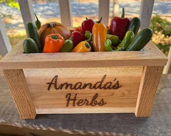 Custom-Engraved Mini Cedar Planter Box