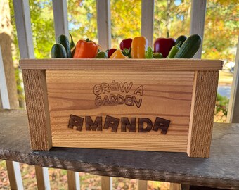 Custom-engraved Roblox "Grow a Garden" mini planter box