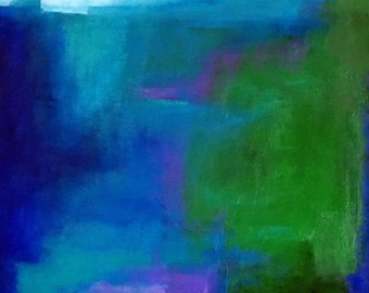 Modern ART - Wall Art Contemporary Painting Modern Landscape Fine Art GREEN - BLUE!!!