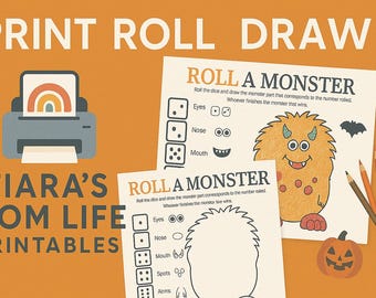 Roll A Monster Game | Printable Halloween Dice Drawing Activity for Kids | Classroom Party Game | Monster Coloring Sheet | Roll & Draw Craft