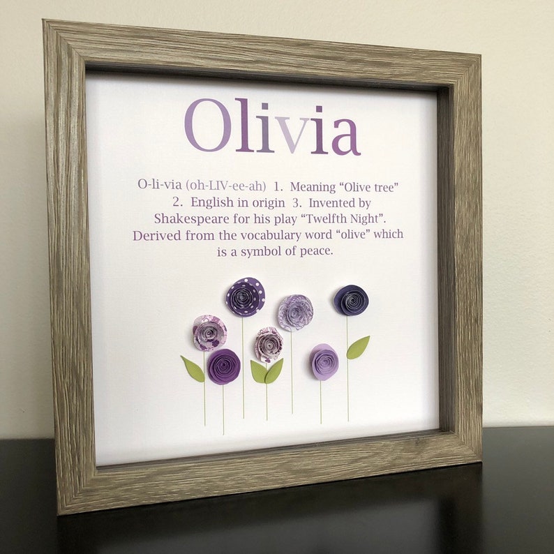 Name Meaning Art Purple 3D Paper Art Name Definition Etsy