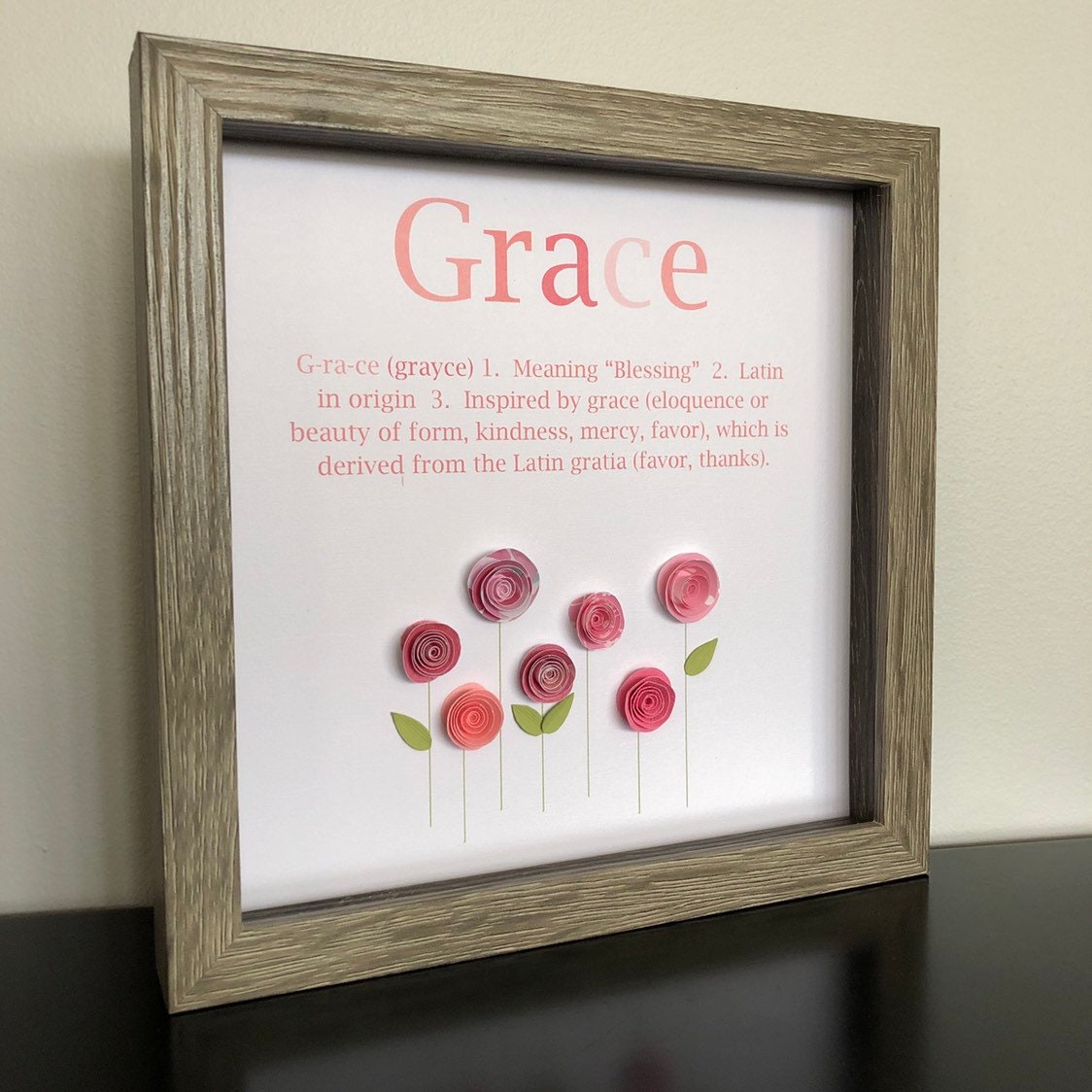 Baby Gift Name Meaning Art Pink 3D Paper Art Name Etsy