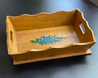 Vintage wooden tray, tea party tray, vintage tray, tray with handles, Montessori, Reggio Emilia, sorting tray, blueberries