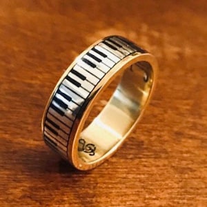 Piano Ring, 9k Gold and Sterling Silver