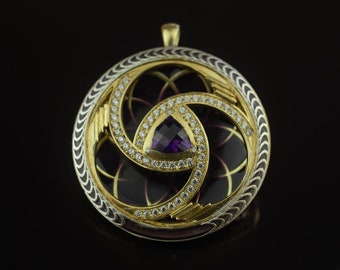 Swirl Pendant with Amethyst Pruple background