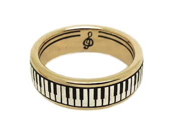 Piano Ring, Gold-plated Sterling Silver