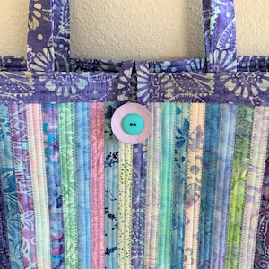Oh So Pretty! OOAK Large Multi-Purpose Shoulder Tote Periwinkle Blue Teal Batik Handmade Quilted Take Everywhere and Anywhere! Gift Ready!